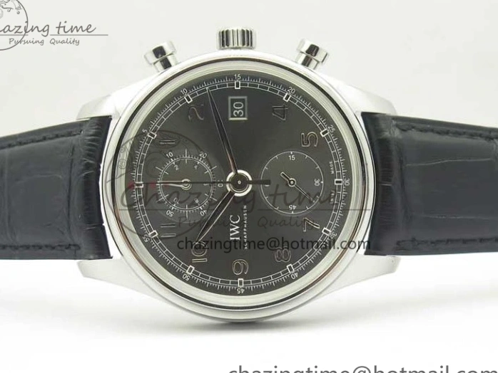 MIROTIME 0308 Portuguese Chrono SS ZF 1:1 Best Edition Gray Dial SS On Black Leather Strap A ZipUp 7215